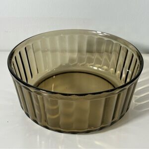 MCM Large Vintage Arcopal France Smoked Glass Souffle/Cake Dish 21cm x 9cm